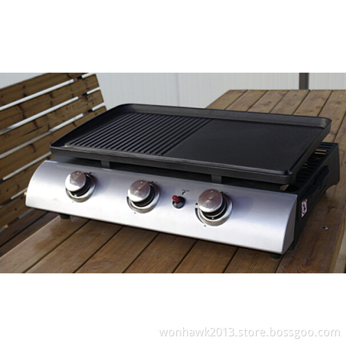 Gaz Plancha Grill with 3 Burners with Cast Iron Grid